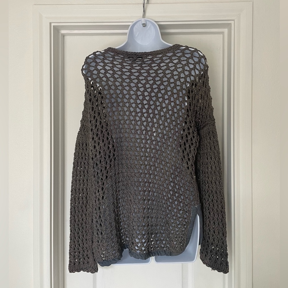 Rag & Bone Thick Dark Gray Open-Knit Cotton Silk Sweater Shirt XS - Picture 9 of 11